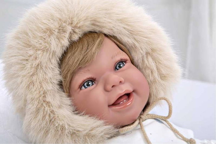 Muñecas Arias Poupée Elegance Zoe avec manchons, peluche lestée corps souple 45 cm, langues: espagnol