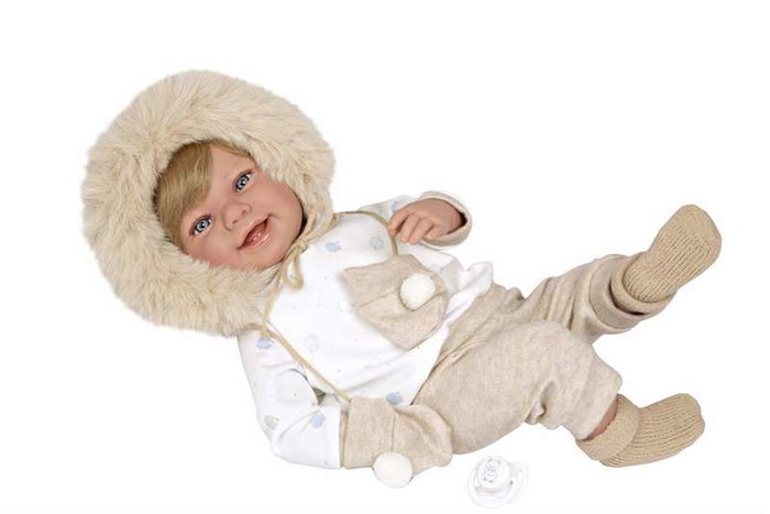 Muñecas Arias Poupée Elegance Zoe avec manchons, peluche lestée corps souple 45 cm, langues: espagnol