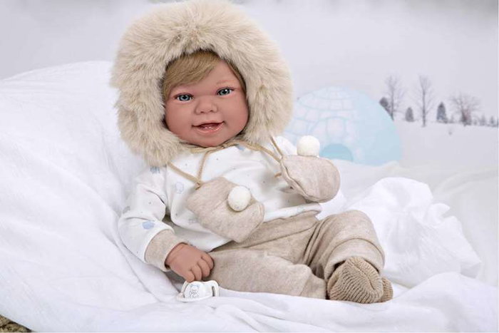 Muñecas Arias Poupée Elegance Zoe avec manchons, peluche lestée corps souple 45 cm, langues: espagnol