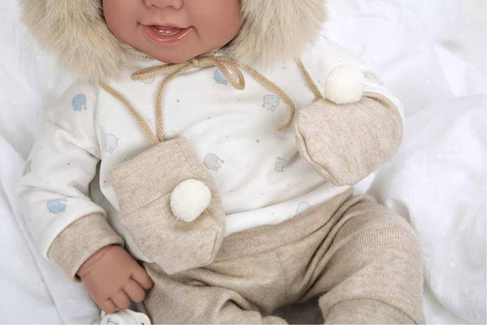 Muñecas Arias Poupée Elegance Zoe avec manchons, peluche lestée corps souple 45 cm, langues: espagnol