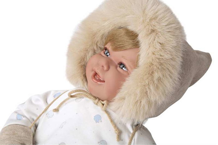 Muñecas Arias Poupée Elegance Zoe avec manchons, peluche lestée corps souple 45 cm, langues: espagnol