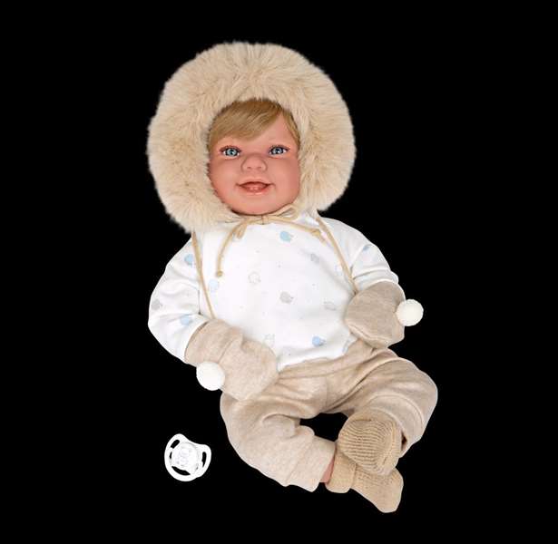 Muñecas Arias Poupée Elegance Zoe avec manchons, peluche lestée corps souple 45 cm, langues: espagnol