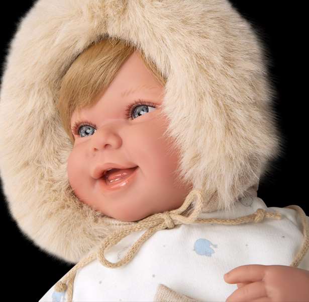 Muñecas Arias Poupée Elegance Zoe avec manchons, peluche lestée corps souple 45 cm, langues: espagnol