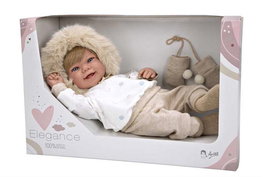 Muñecas Arias Poupée Elegance Zoe avec manchons, peluche lestée corps souple 45 cm, langues: espagnol