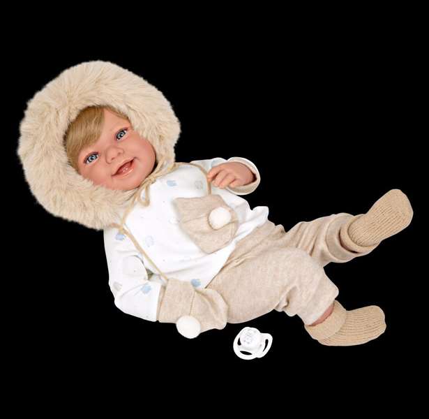 Muñecas Arias Poupée Elegance Zoe avec manchons, peluche lestée corps souple 45 cm, langues: espagnol