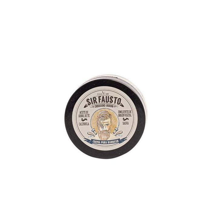 Sir Fausto - Crème à raser hydratante 50 mL, avec extraits naturels de sauge, calendula et huile d'arbre à thé, pour peau douce Sir Fausto - Crème à raser hydratante 50 mL, avec extraits naturels de sauge, calendula et huile d'arbre à thé, pour peau douce