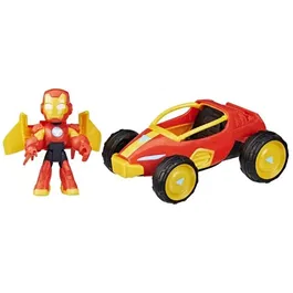 Hasbro Marvel Figurine et Véhicule Iron Man avec Bolide - Jeu de 2 Pièces 7,5 cm - À Partir de 3 Ans, Inspiré de Iron Man and his Awesome Friends
