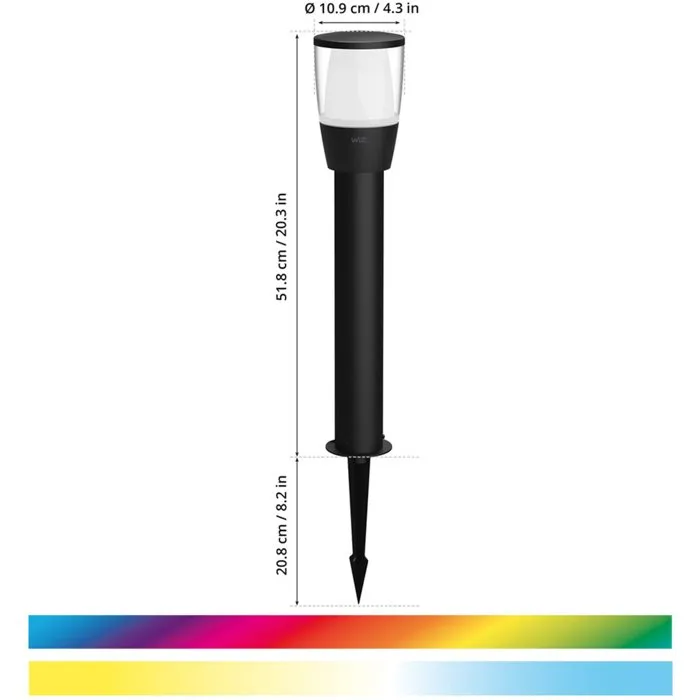 Wiz - Kit de Borne d'Éclairage Connectée Extérieure ELPAS, 12V, Aluminium Noir avec LED Intégrée, Compatible Alexa et Google Assistant, Contrôle via App WiZ