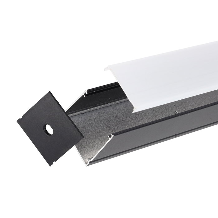 Greenice Profilé pour rubans LED 2 mètres avec diffuseur noir opale Greenice Profilé pour rubans LED 2 mètres avec diffuseur noir opale
