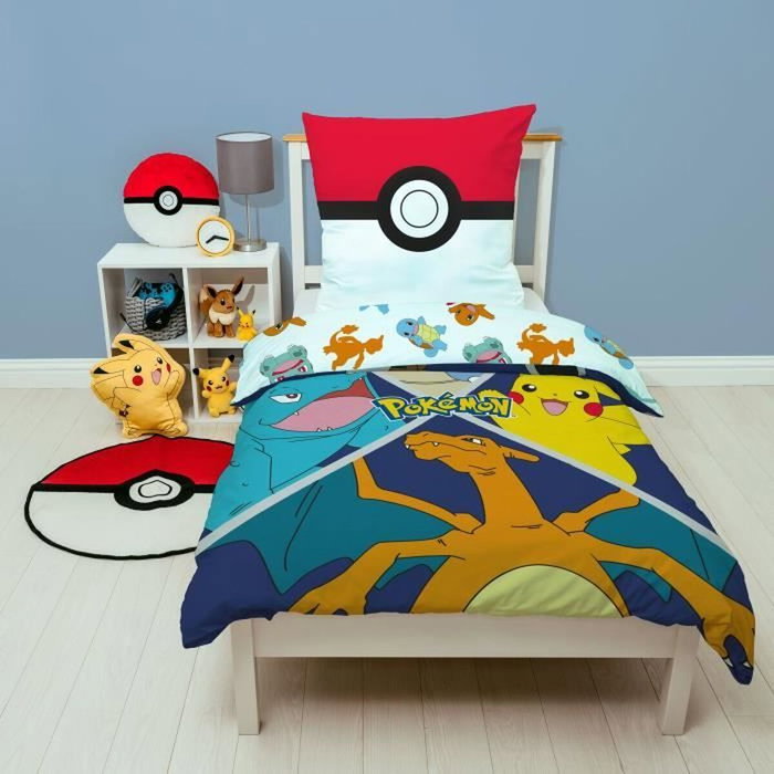 Pokémon Parure de couette Starter Evolution II Multicouleur, 2 pièces