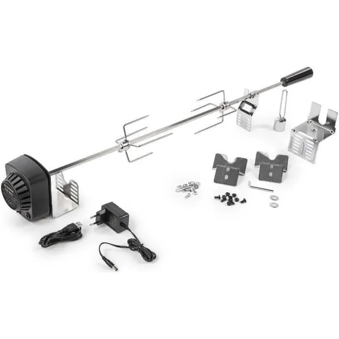 Fieldmann FZG 9031 Rôtissoire pour BBQ - Moteur 230 V, aiguille inox 80 cm avec 2 fourches 4 dents et 3 supports chromés - Pour grandes pièces de viande Fieldmann FZG 9031 Rôtissoire pour BBQ - Moteur 230 V, aiguille inox 80 cm avec 2 fourches 4 dents et 3 supports chromés - Pour grandes pièces de viande