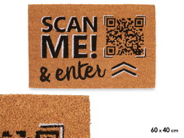 Giftdecor Felpudo Scan Me 60x40 cm Fibre de Coco PVC Couleurs Multiples (Set de 12)
