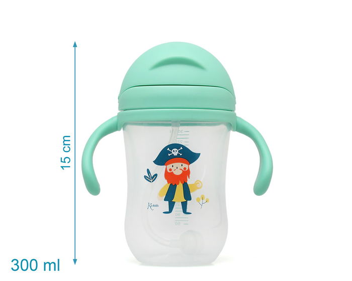 KioKids Taza Aprendizaje Step 3, Tasse d'Apprentissage Bébé avec Paille Anticolique, Asas Démontables, Vert, 300 mL, pour +6 Mois KioKids Taza Aprendizaje Step 3, Tasse d'Apprentissage Bébé avec Paille Anticolique, Asas Démontables, Vert, 300 mL, pour +6 Mois