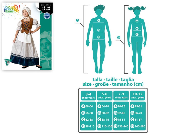 Disfraz Mesonera Vestido Blanco Niña Infantil