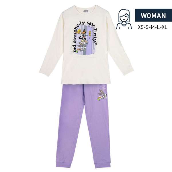 Warner - Pyjama long adulte en jersey single, couleur beige - Taille XS Warner - Pyjama long adulte en jersey single, couleur beige - Taille XS