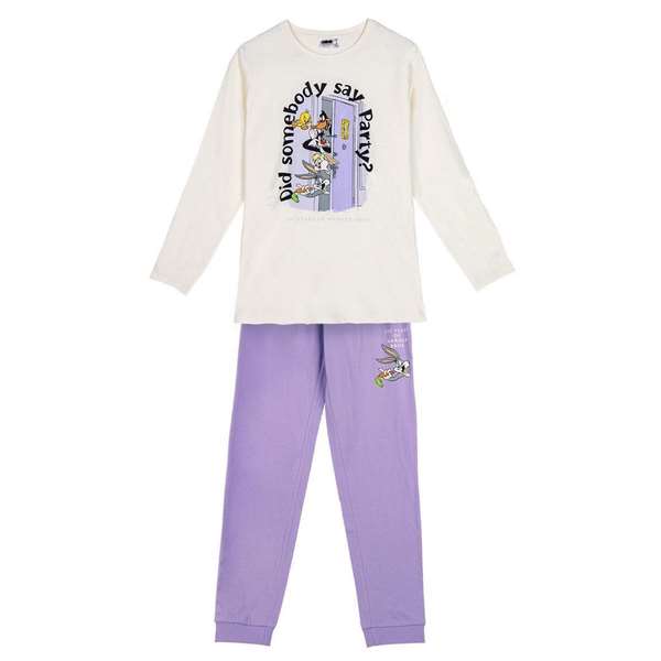 Warner - Pyjama long adulte en jersey single, couleur beige - Taille XS Warner - Pyjama long adulte en jersey single, couleur beige - Taille XS