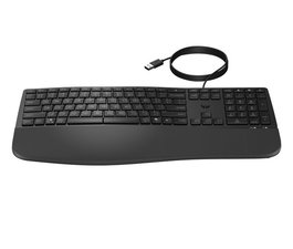 HP 485 Comfort Clavier Filaire USB avec Touches Programmables, Repose-Poignet et Trois Angles Réglables pour PC