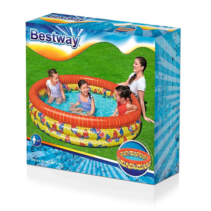 Bestway Piscine Gonflable Enfant 3 Anneaux Papillons 168x38 cm +2 Ans Jardin 51202