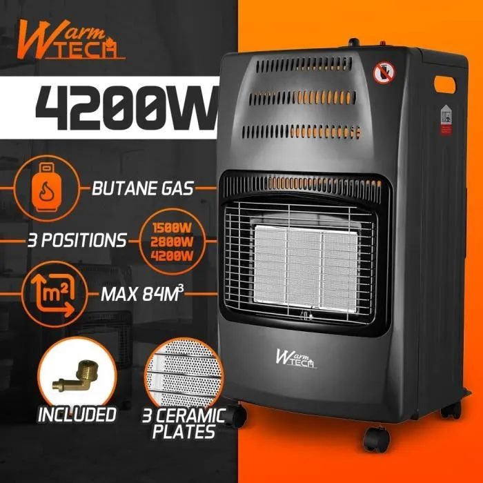 Warm Tech WTCC4200-25 Chauffage au gaz 4200 W avec roues