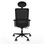 Chaise Zulema Synchro 3 positions tissu Vert foncé Maille Noir Base en nylon noir Accoudoir 2D Appui-tête Roulettes 65mm nylon