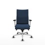 Piqueras Y Crespo Chaise Albacete confidente, Bleu marine, Similicuir, Base aluminium, Bras 1D, Roues 65mm