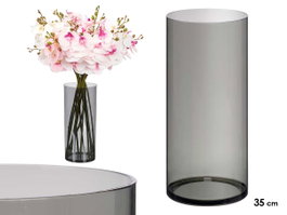 Giftdecor Jarron Aparenza Cylindrique en Acrylique Noir 15x35 cm (Set de 12)