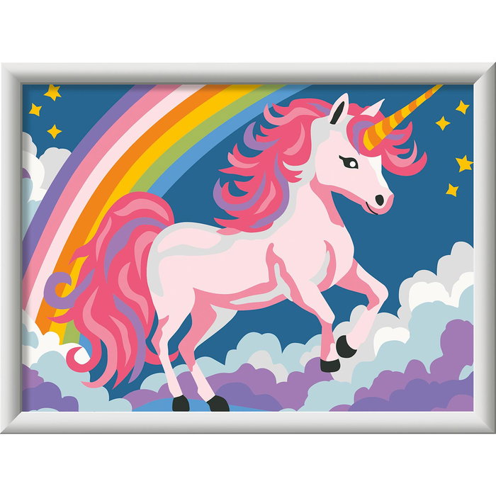 Ravensburger Tableau à Peindre par Numéros Créatif – Série D Classic, Licorne Rose Néon, Réf. 23977, Pour Enfants à partir de 9 ans