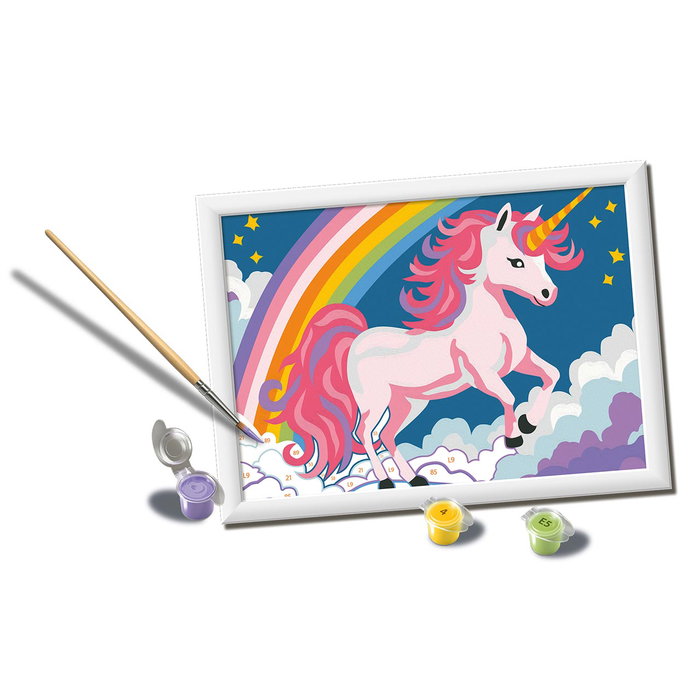 Ravensburger Tableau à Peindre par Numéros Créatif – Série D Classic, Licorne Rose Néon, Réf. 23977, Pour Enfants à partir de 9 ans