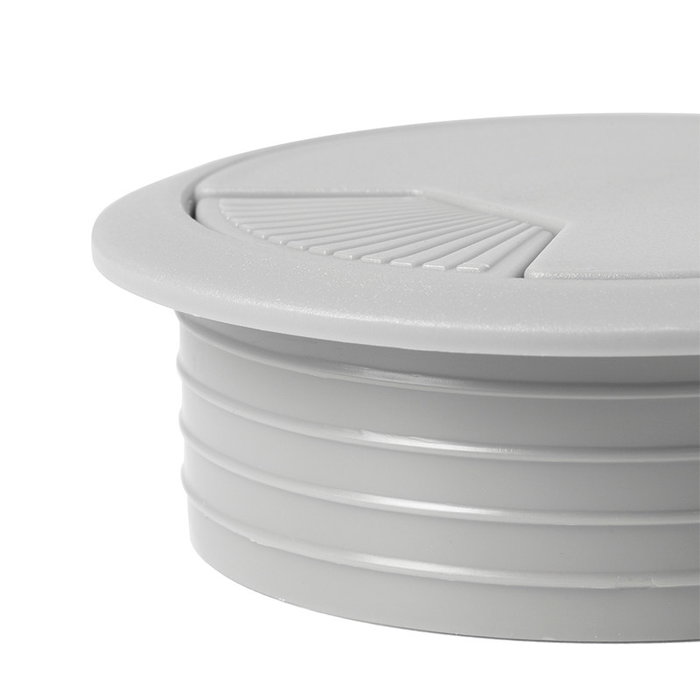 HERRAJES ALK Pasacable Redondo Ø80 H22, Passage de câbles circulaire en acier, gris clair