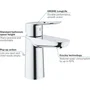 GROHE Mitigeur de lavabo monocommande Bauloop S (Réf. 23335000) - Chrome, bec fixe, cartouche céramique 28 mm, système d'économie d'eau