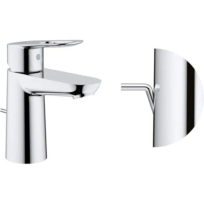 GROHE Mitigeur de lavabo monocommande Bauloop S (Réf. 23335000) - Chrome, bec fixe, cartouche céramique 28 mm, système d'économie d'eau