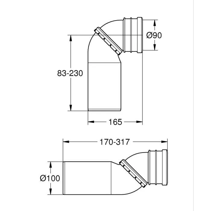 GROHE Pipe d'évacuation WC Rapid SL 90° Orientable pour réservoirs encastrés universels ou bâti-supports équipés