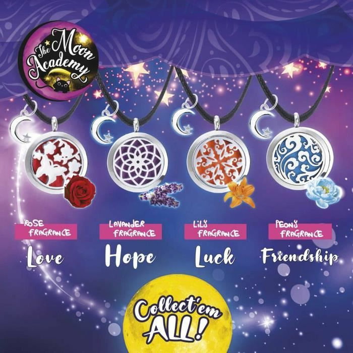 Lisciani Giochi Amulettes parfumées - The Moon Academy - Collection de 4 pièces
