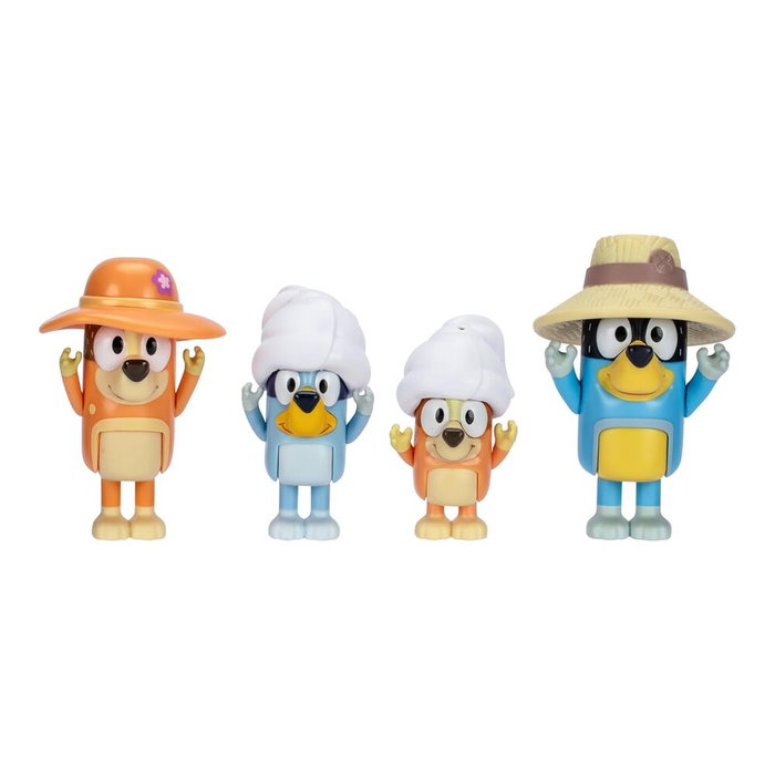 MOOSE Pack de 4 figurines Bluey et sa famille thématique voyage MOOSE Pack de 4 figurines Bluey et sa famille thématique voyage