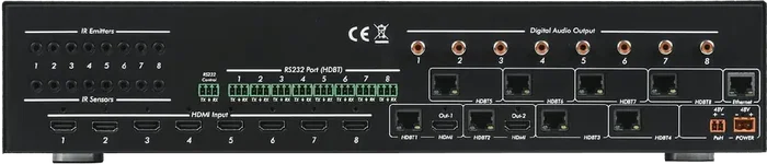 MUXLAB Matrice HDMI/HDBaseT 8x8 4K60 – 8 Entrées HDMI, 8 Sorties HDBaseT, 1 Sortie HDMI, Contrôle RS232/IR/LAN