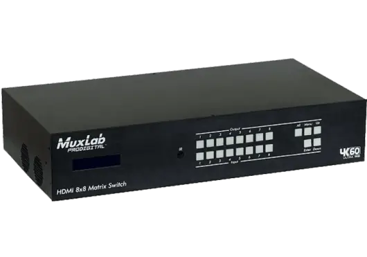 MUXLAB Matrice HDMI/HDBaseT 8x8 4K60 – 8 Entrées HDMI, 8 Sorties HDBaseT, 1 Sortie HDMI, Contrôle RS232/IR/LAN