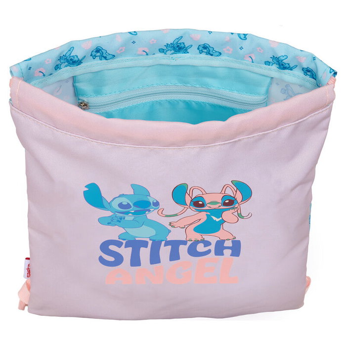 Sac à dos serré par des ficelles Lilo & Stitch Ohana Bleu Rose 26 x 34 x 1 cm