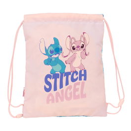 Sac à dos serré par des ficelles Lilo & Stitch Ohana Bleu Rose 26 x 34 x 1 cm