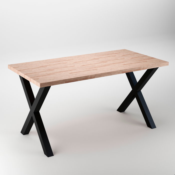 Emuca Jeu de pieds Cross pour table, largeur 695mm, Acier, Peint en noir