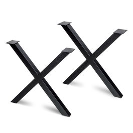 Emuca Jeu de pieds Cross pour table, largeur 695mm, Acier, Peint en noir