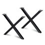 Emuca Jeu de pieds Cross pour table, largeur 695mm, Acier, Peint en noir