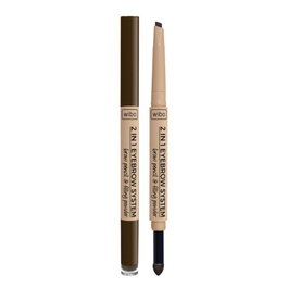 Wibo Crème pour sourcils 2 en 1 : Crayon, Poudre & Brosse - 3-en-1, Marron foncé - 0.2 g - Système de maquillage pour sourcils