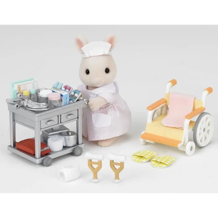 Sylvanian Families - L'Infirmière et accessoires pour soigner et nourrir les patients - Figurines miniatures