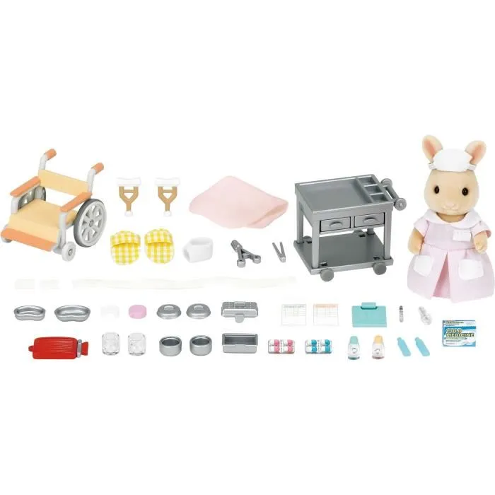 Sylvanian Families - L'Infirmière et accessoires pour soigner et nourrir les patients - Figurines miniatures