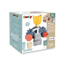 Smoby Jouet de bain Little Smoby Hippo avec toboggan réglable et roues à eau pour bébé dès 18 mois - Bleu et vert