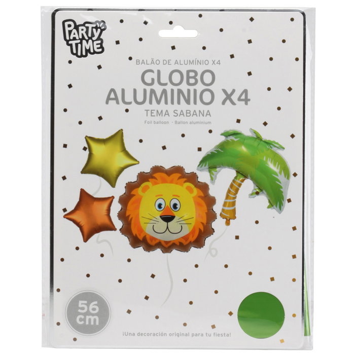 Party Time Lot de 4 ballons thème savane Party Time Lot de 4 ballons thème savane