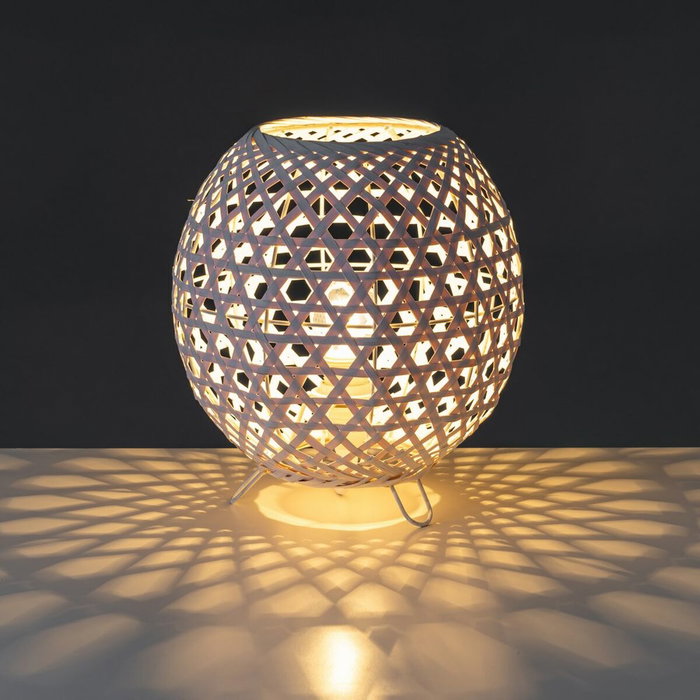 BigBuy Home Lampe de bureau Blanc Métal et Bambou BigBuy Home Lampe de bureau Blanc Métal et Bambou