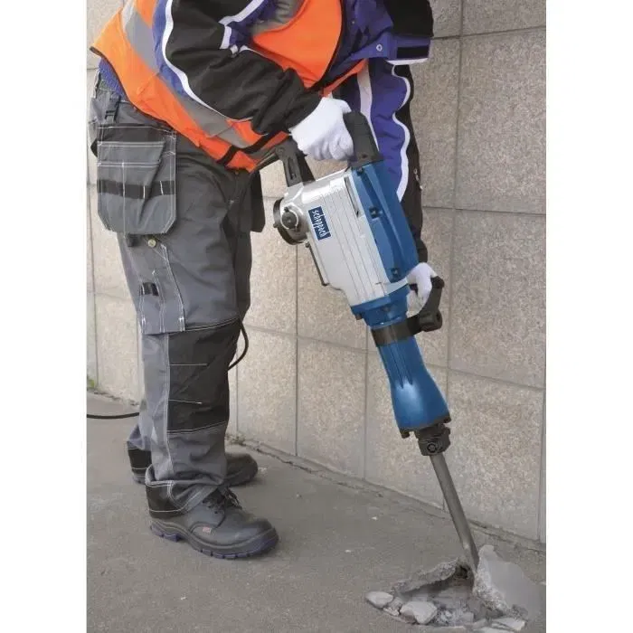 Scheppach Marteau-piqueur AB1600 1600W 50J avec 2 burins et coffret métallique pour gros travaux et emplacements exigus