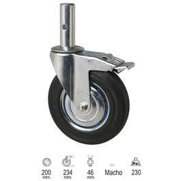 WOLFPACK LINEA PROFESIONAL Roue industrielle échafaudage mâle 200 mm