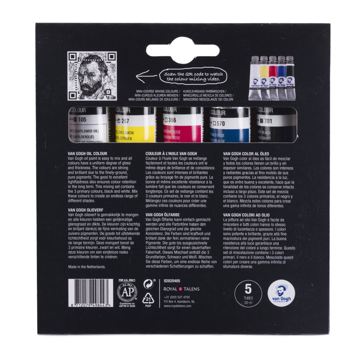 Van Gogh Estuche de mezcla de colores primarios | 5 x 20 ml Van Gogh Estuche de mezcla de colores primarios | 5 x 20 ml